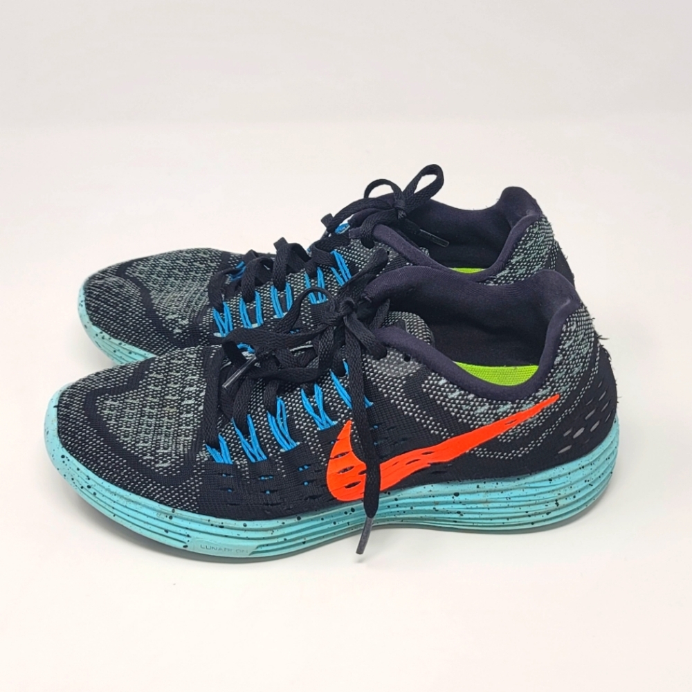 Nike Shoes Womens Sz 7 Black Blue Neon Lunar Tempo Running Sneakers Trainers
